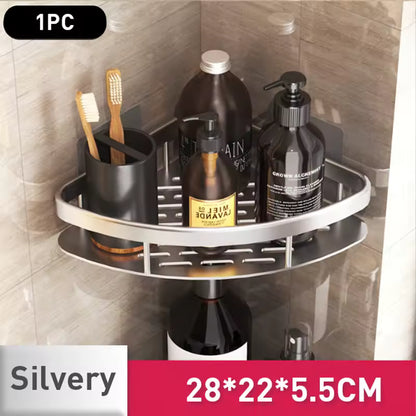 Punch-Free Wall Mounted Bathroom Shelf No Drill Shower Shelf Kitchen Storage Organizer Shampoo Holder Makeup Rack