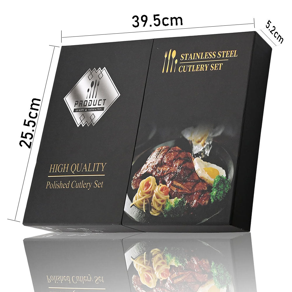 24pcs gold cutlery set with black handles