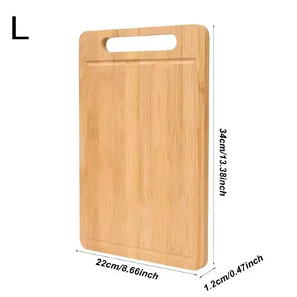 Large wooden cutting board with smooth surface and handle