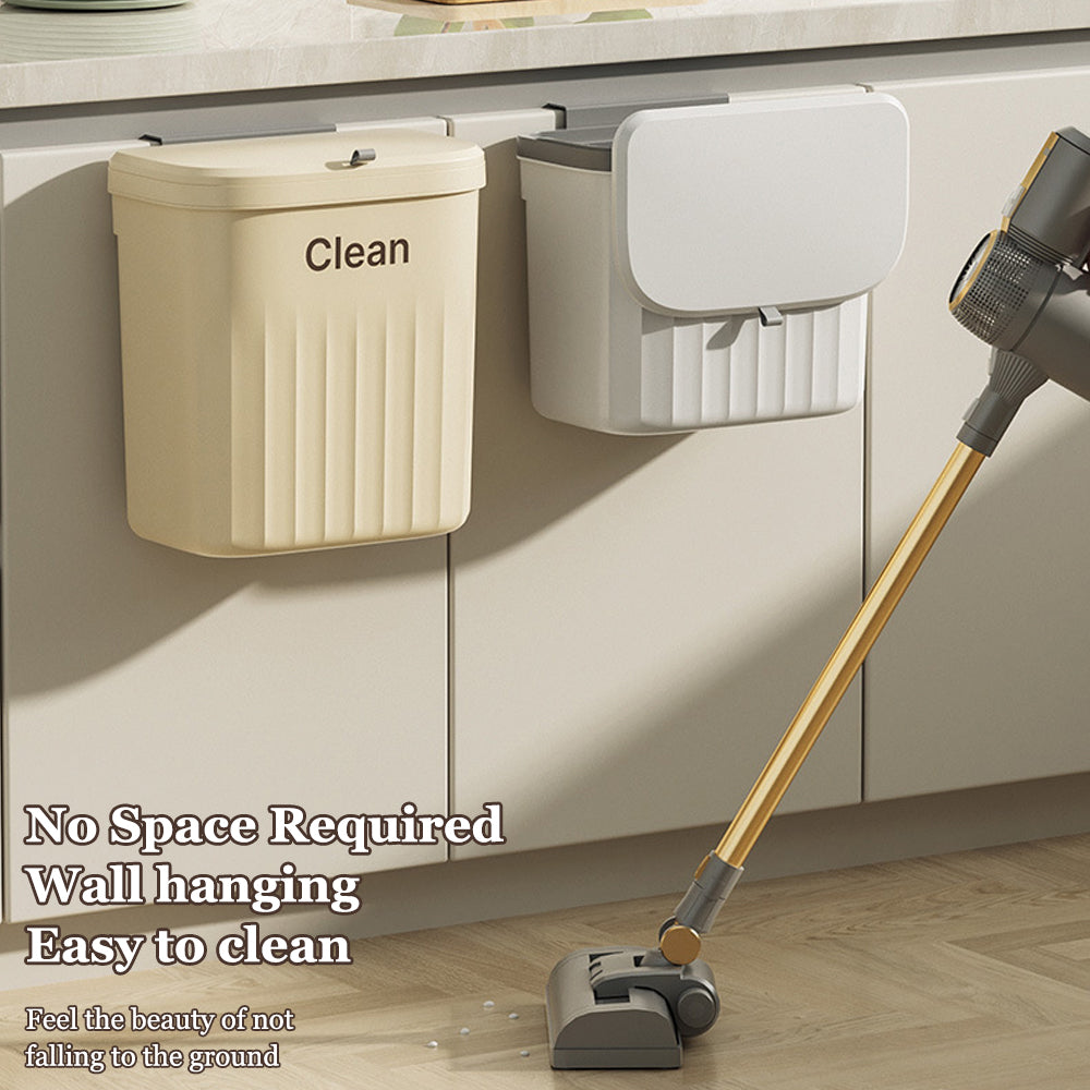 Kitchen cabinet door hanging trash can for easy waste disposal