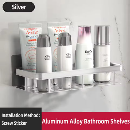 Bathroom Wall Mounted Shower Shelf – No Drill Shampoo Rack & Towel Storage Organizer