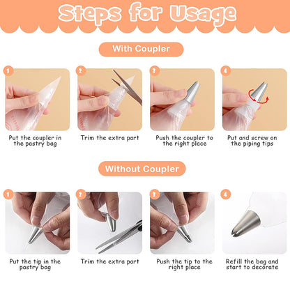 Close-up of plastic disposable pastry piping bag tip for precise cake icing design