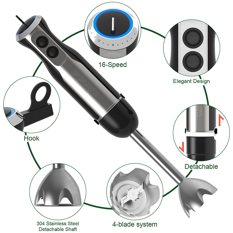 Close-up of 1000W motor hand blender control panel