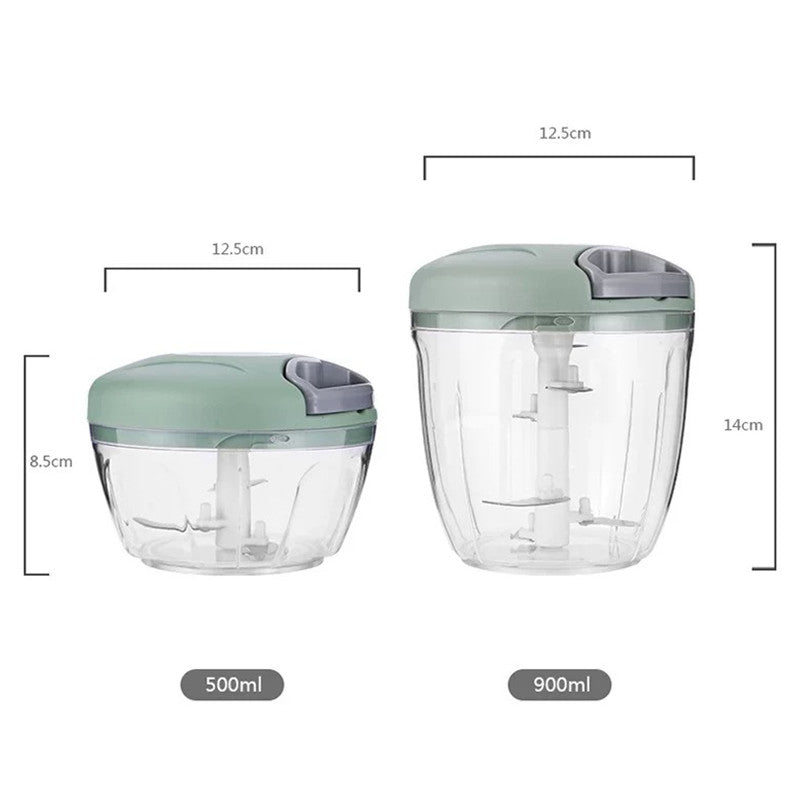 500/900ML Manual Meat Mincer & Garlic Chopper – Hand Pull Vegetable Onion Cutter & Kitchen Food Processor