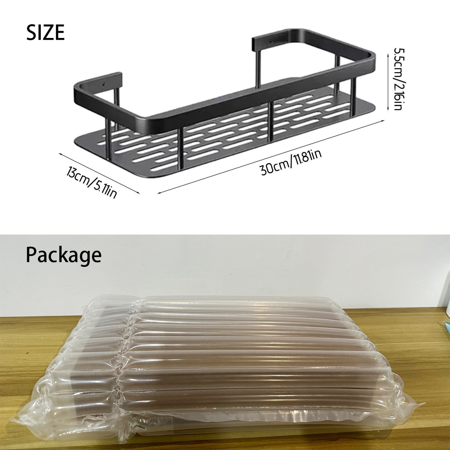 Punch-Free Wall Mounted Bathroom Shelf No Drill Shower Shelf Kitchen Storage Organizer Shampoo Holder Makeup Rack