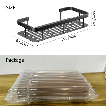 Punch-Free Wall Mounted Bathroom Shelf No Drill Shower Shelf Kitchen Storage Organizer Shampoo Holder Makeup Rack