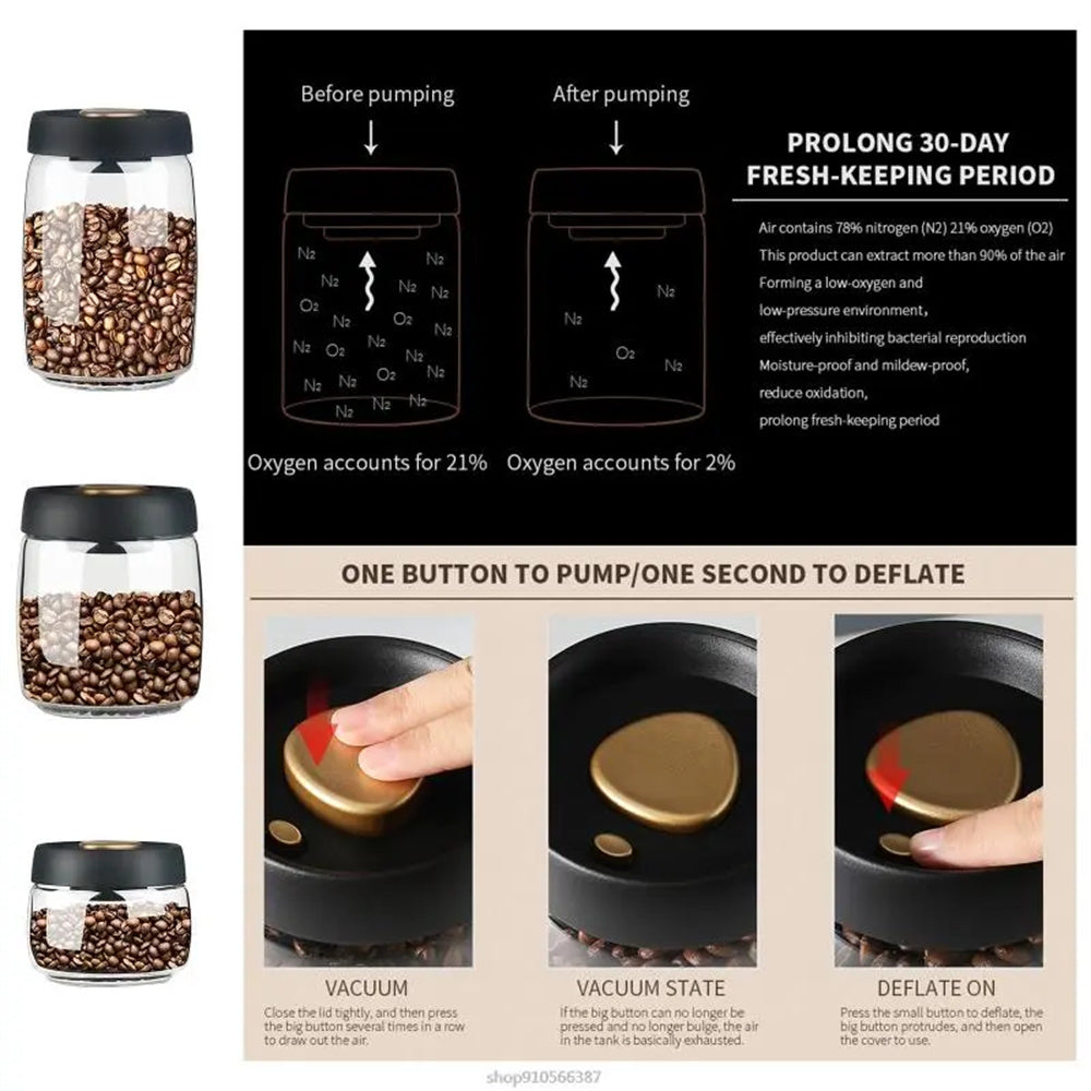 glass coffee bean canister for kitchen storage and organization