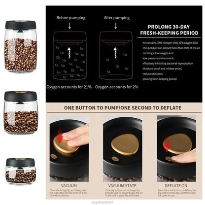 glass coffee bean canister for kitchen storage and organization