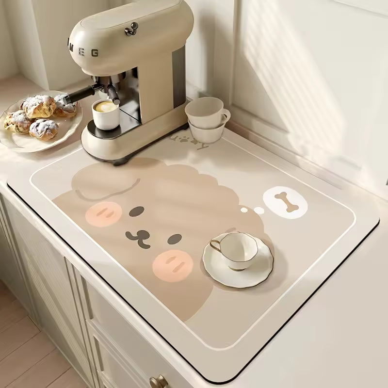 microfiber kitchen drying mat for coffee station and sink use”
