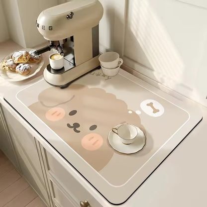 microfiber kitchen drying mat for coffee station and sink use”