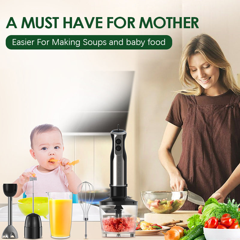 Wancle Electric Immersion Hand Blender Mixer 1000W – 5-in-1 Powerful Kitchen Essential
