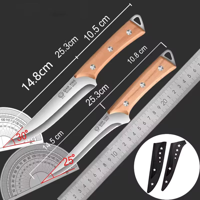 chef kitchen knife with wooden handle