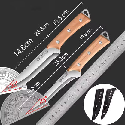chef kitchen knife with wooden handle