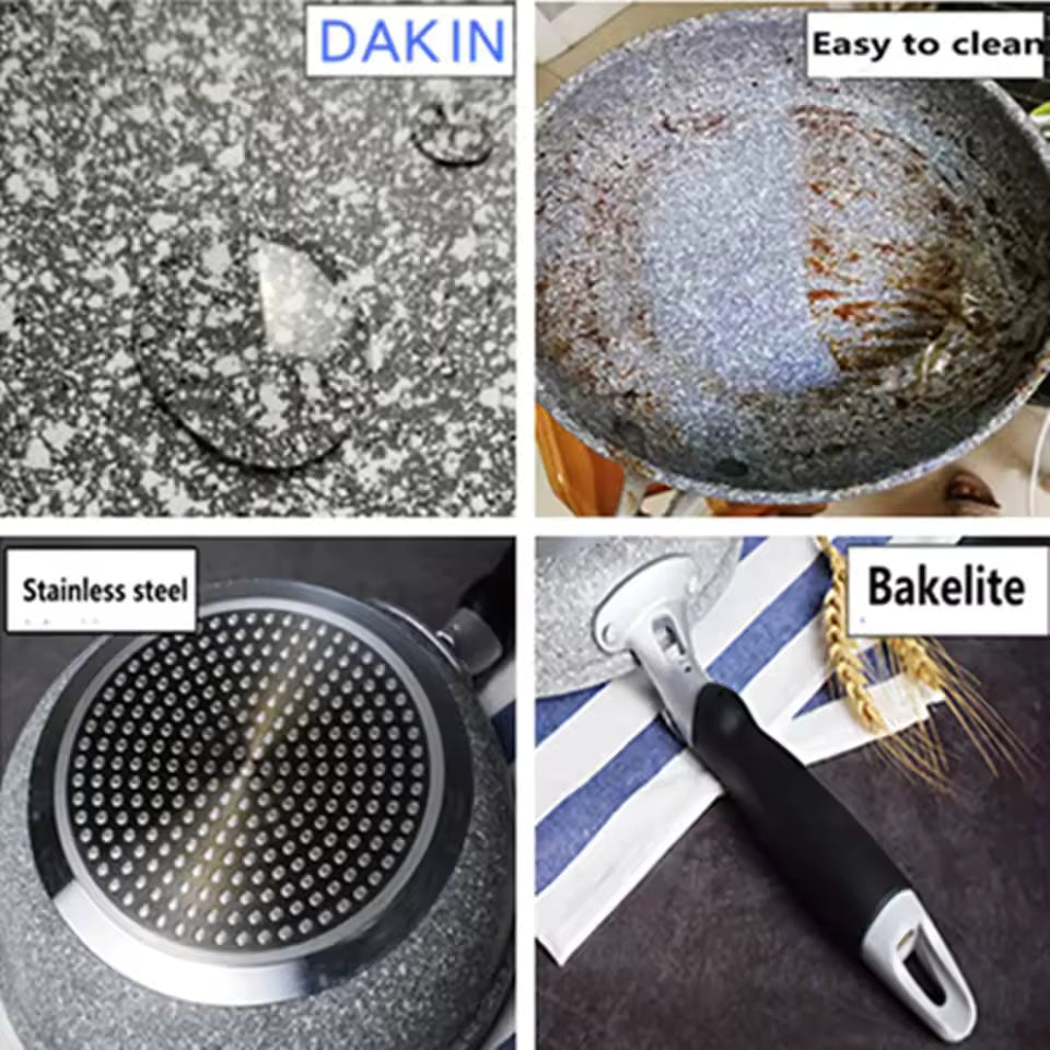 Durable Stone Frying Pan – Non-Stick Skillet & Wok 20/24/26/28cm | Gas & Induction Cookers