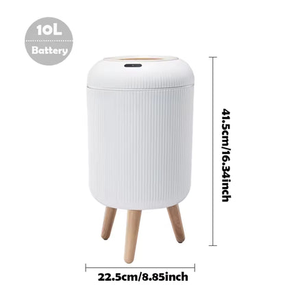 Hanging trash can attached to kitchen cabinet door