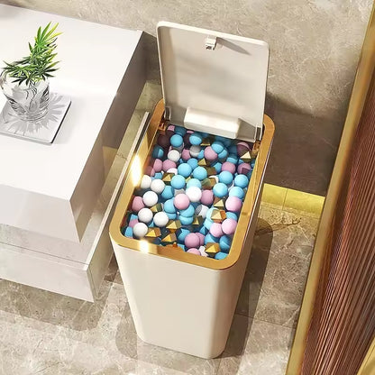 One touch lid trash can for easy and hygienic opening