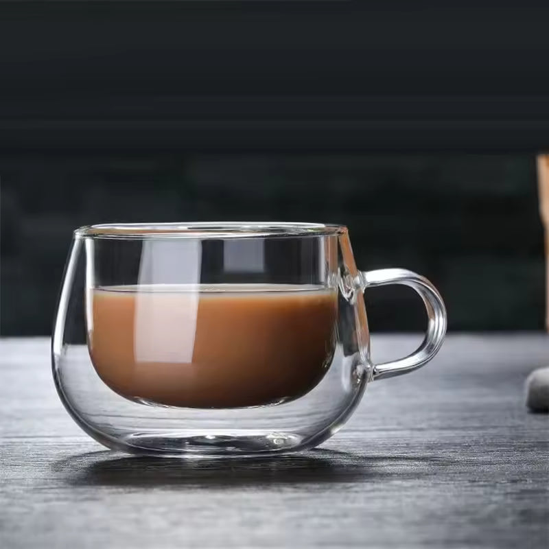 Glass Mug Double Wall Glass Coffee Cup with Handl,Cups Gift