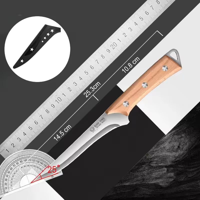 chef kitchen knife with wooden handle