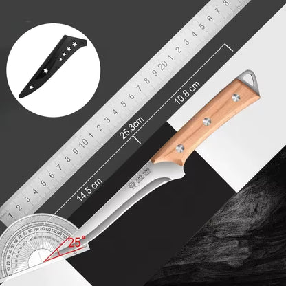 chef kitchen knife with wooden handle