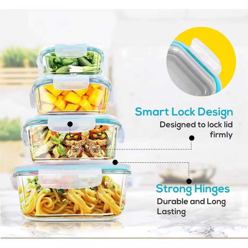 Glass Lunch Box Food Storage Container – Airtight, Meal Prep Friendly, Microwave, Oven &amp; Freezer Safe