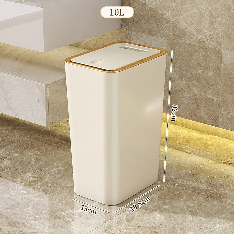 Odor proof trash can with one touch lid modern space saving design