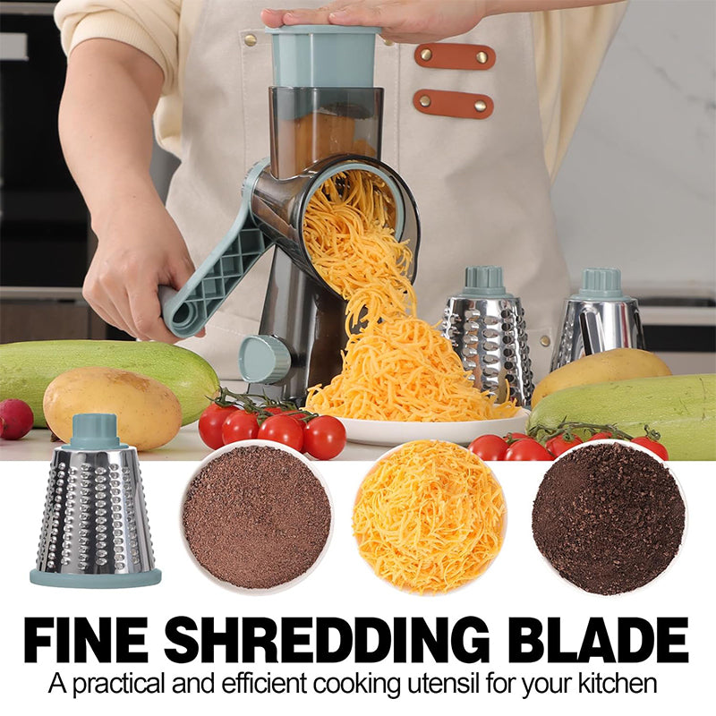 3-in-1 Rotary Cheese Grater & Vegetable Slicer | Manual Nut & Peanut Grinder Kitchen Tool