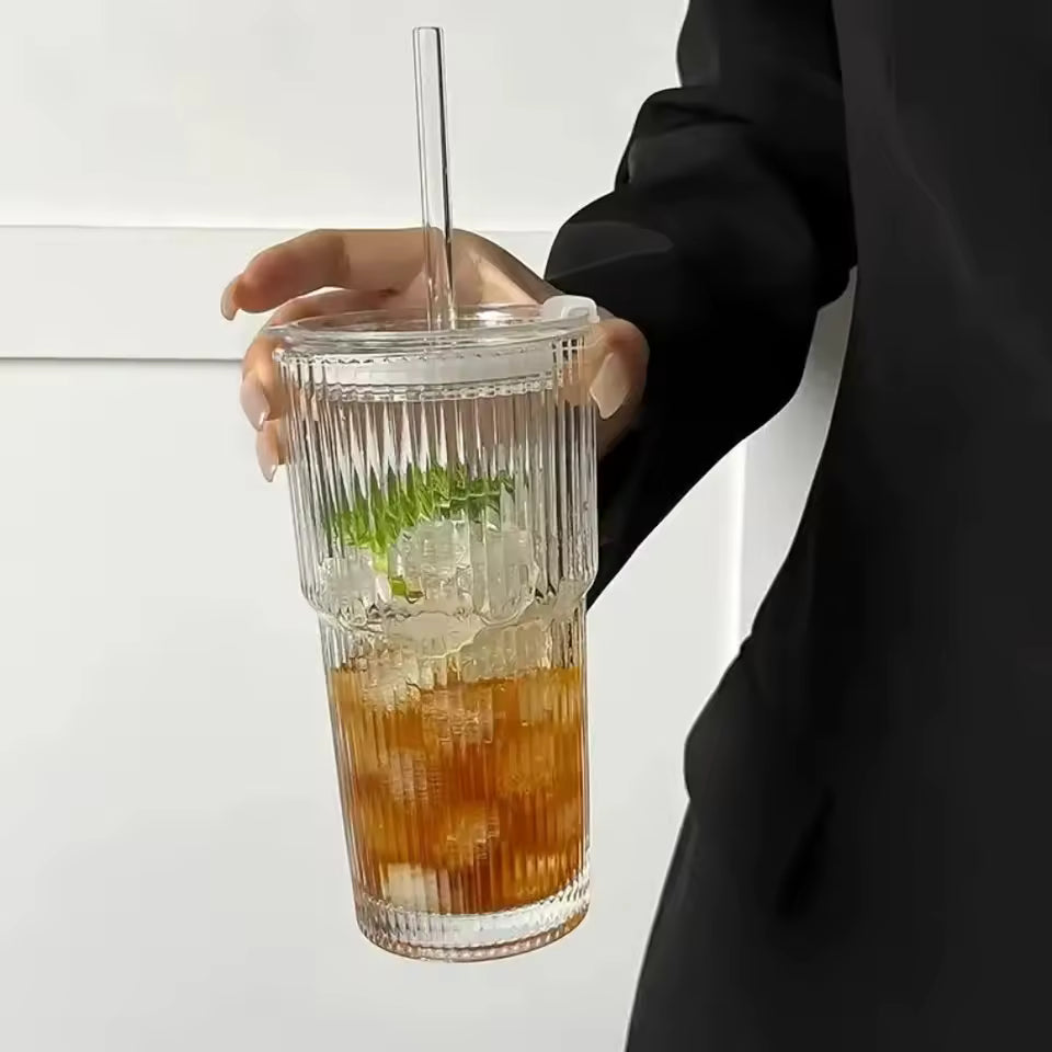 modern striped glass drinkware