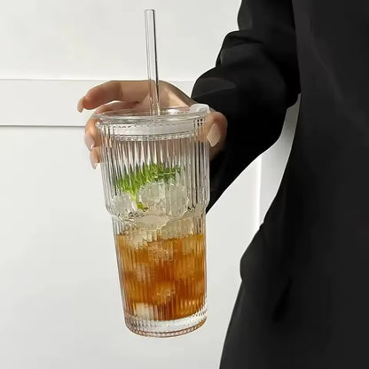 modern striped glass drinkware