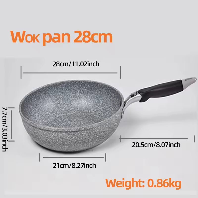 Durable Stone Frying Pan – Non-Stick Skillet & Wok 20/24/26/28cm | Gas & Induction Cookers