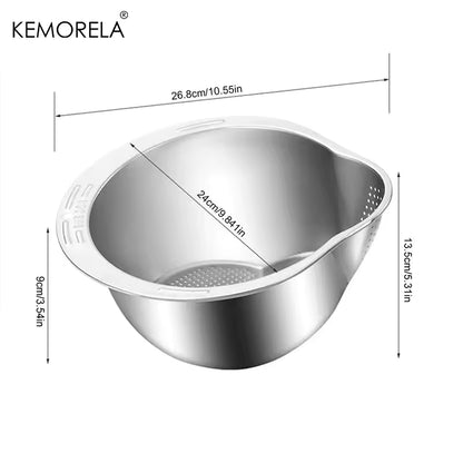Multi-functional rice washing and draining bowl for home kitchen use