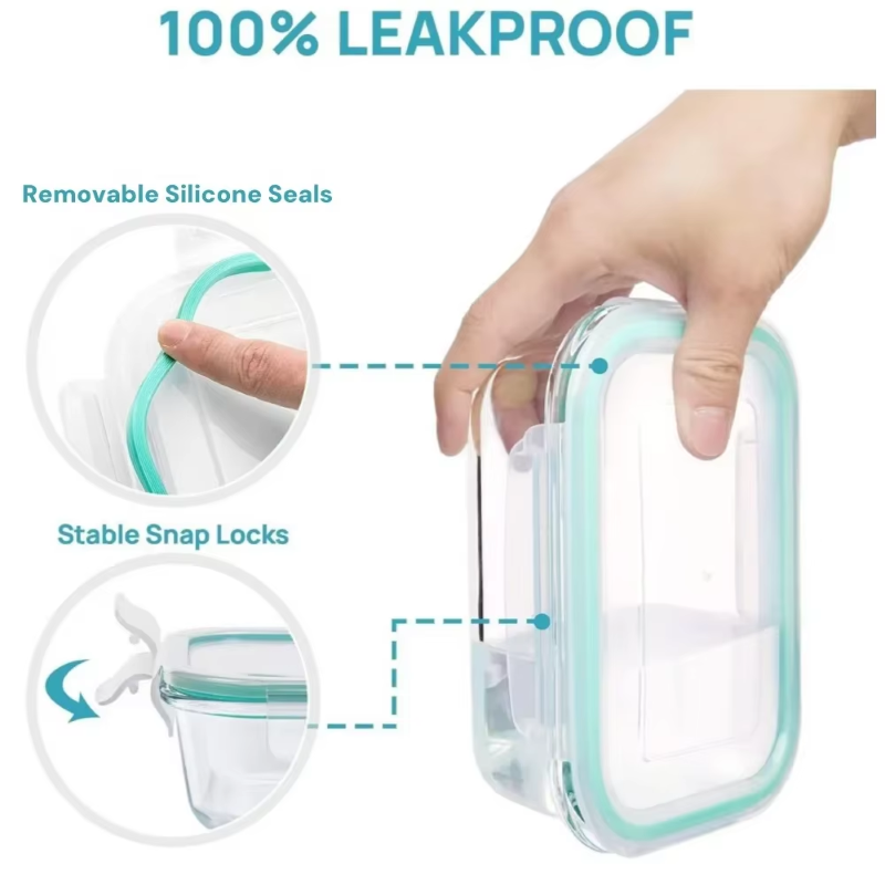 Glass Lunch Box Food Storage Container – Airtight, Meal Prep Friendly, Microwave, Oven &amp; Freezer Safe