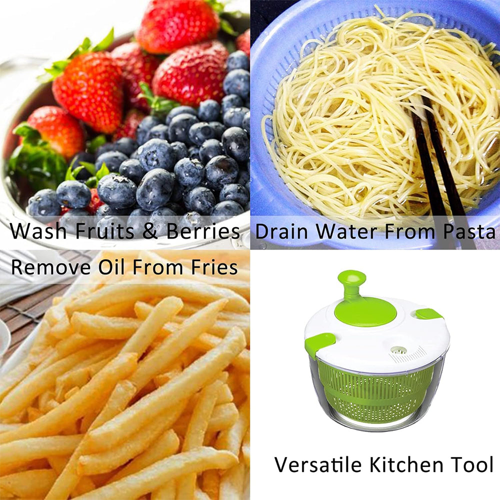 LMETJMA 5L Large Salad Spinner Vegetable Washer Dryer Strainer Bowl Colander Lettuce Spinner JT252