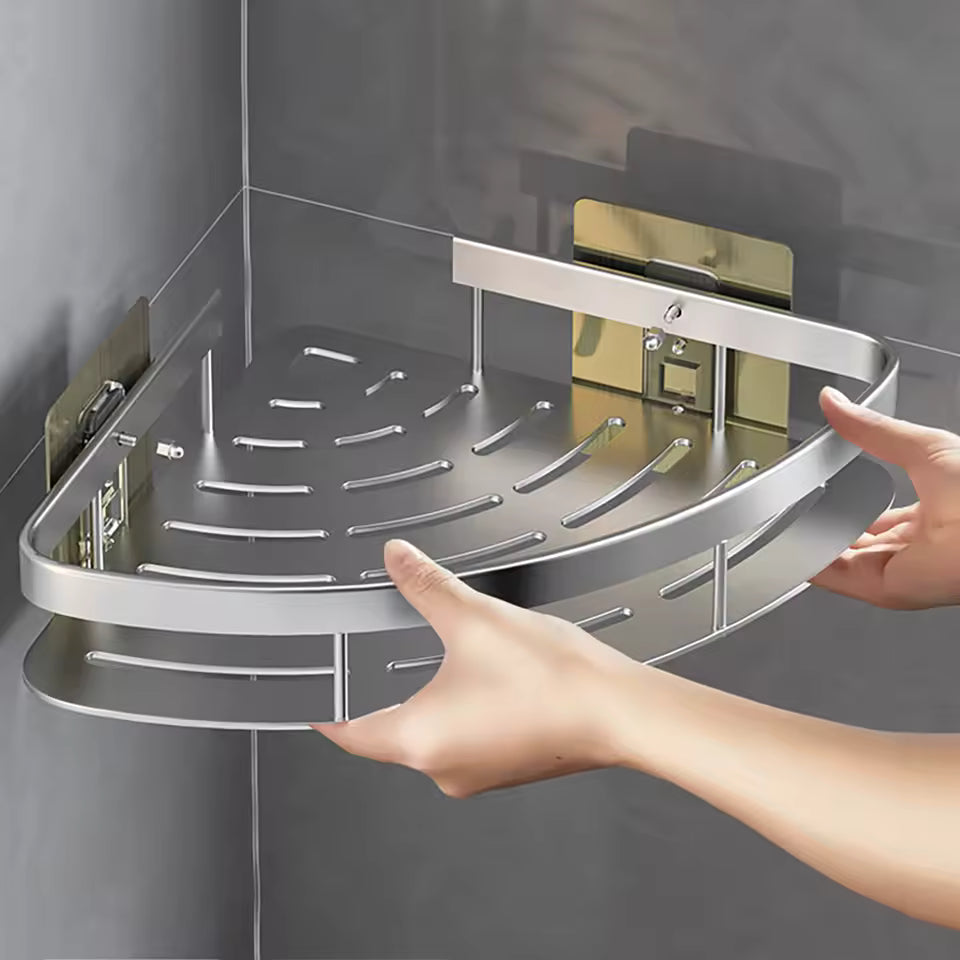 Bathroom Wall Mounted Shower Shelf – No Drill Shampoo Rack & Towel Storage Organizer