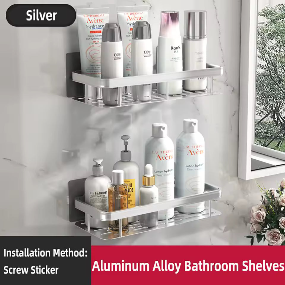 bathroom organizer rack for shampoo soap and towel storage”