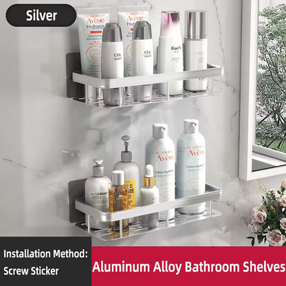 bathroom organizer rack for shampoo soap and towel storage”