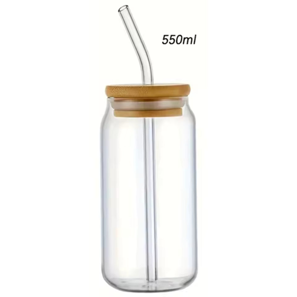 glass cups with bamboo lids
