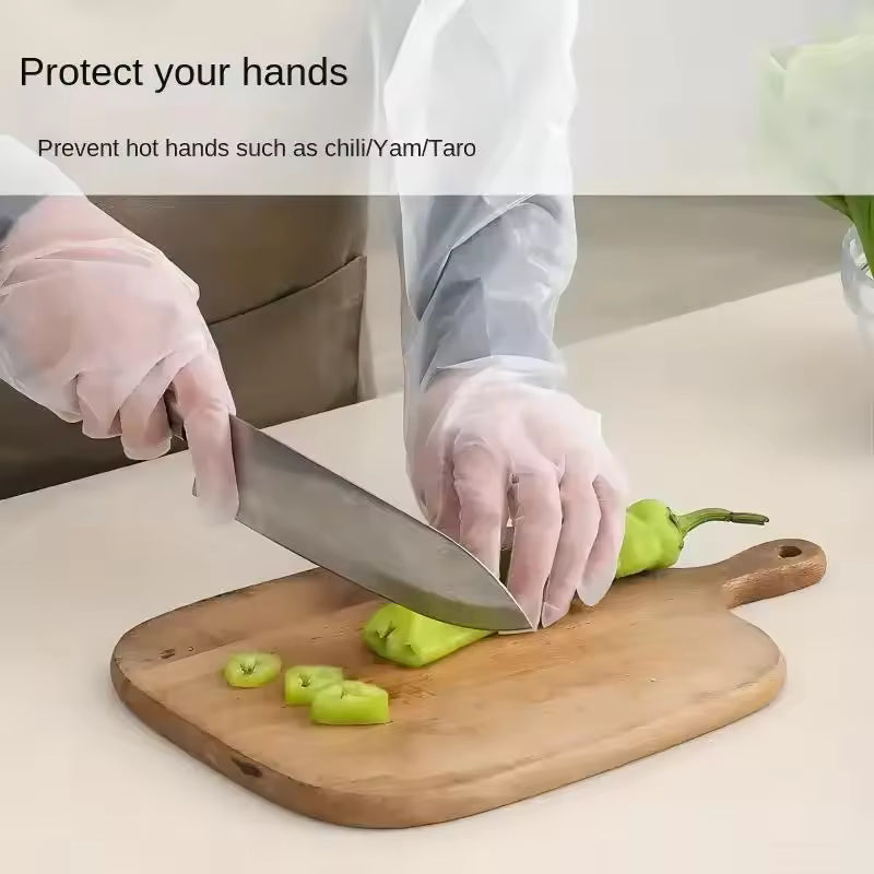Long arm disposable gloves waterproof CPE elastic fit