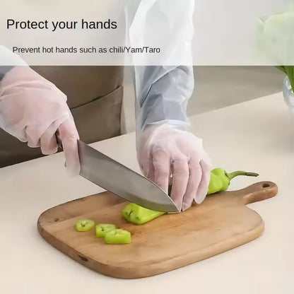 Long arm disposable gloves waterproof CPE elastic fit
