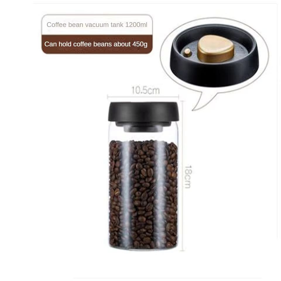 kitchen countertop glass jar for coffee bean storage with lid”