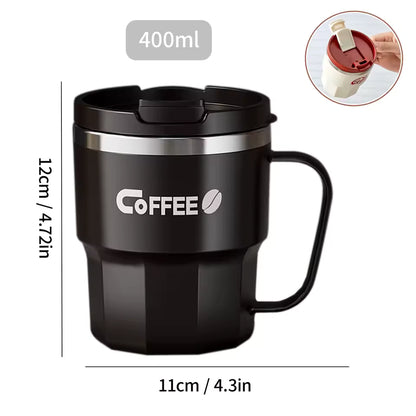 Tea Cups mug ,304 Stainless Steel Double Wall Insulated Coffee Cup with Handle ,Portable Travel Mug for Students