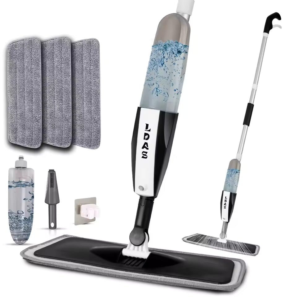 flat spray mop cleaning tile floor