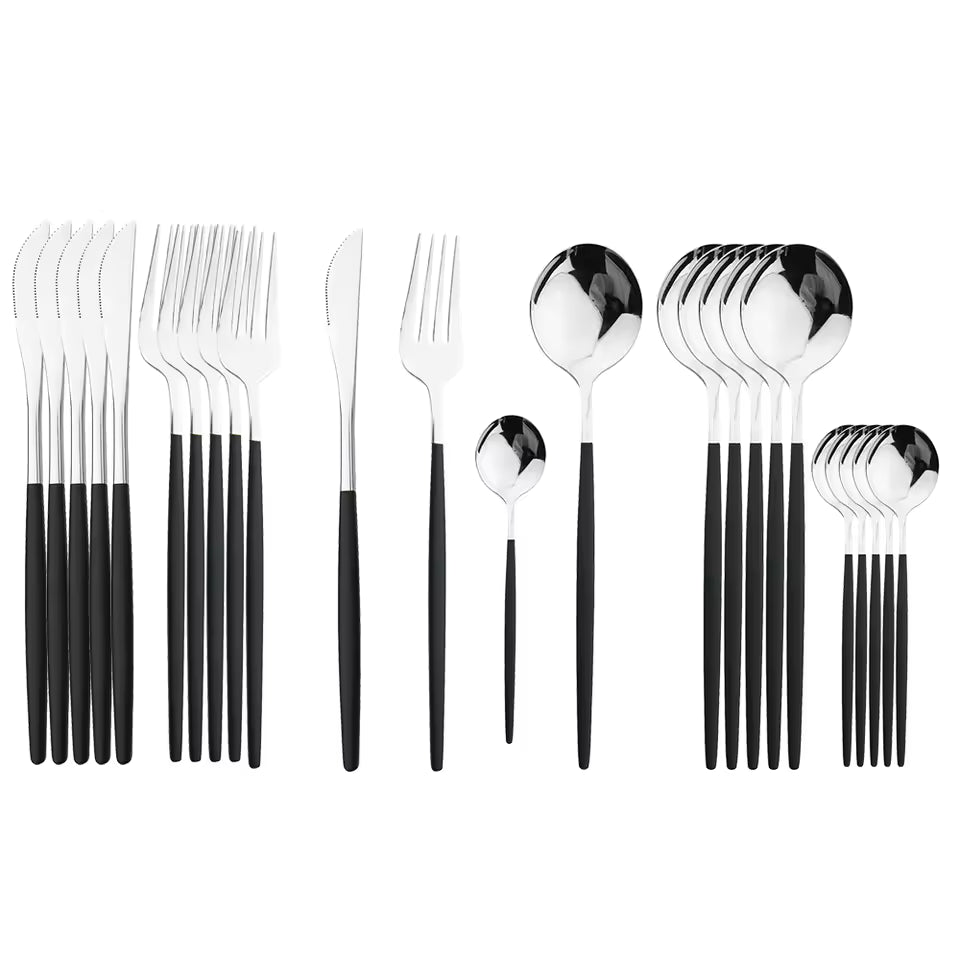 modern flatware set stainless steel gold utensils