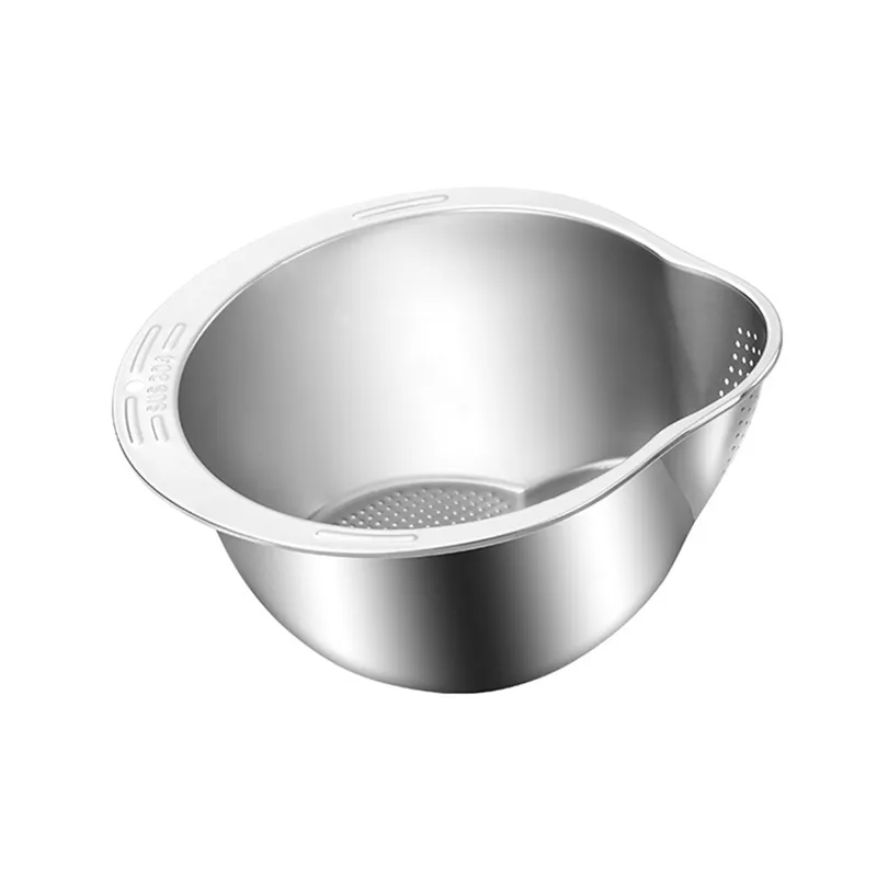 Plastic rice washer bowl with ergonomic design in kitchen sink